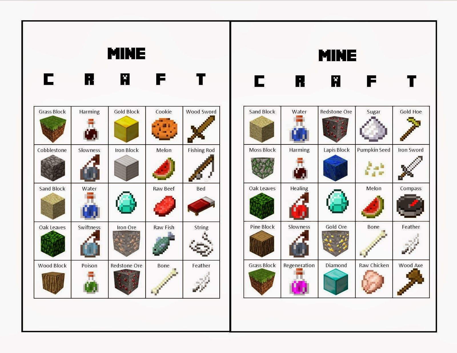 Life With Squeaker: The Upside | Minecraft Bingo, Minecraft Party with Free Printable Minecraft Bingo Cards