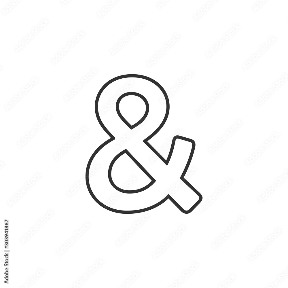 Linear Ampersand Symbol. Logogram, Representing The Conjunction in Free Printable Ampersand Symbol