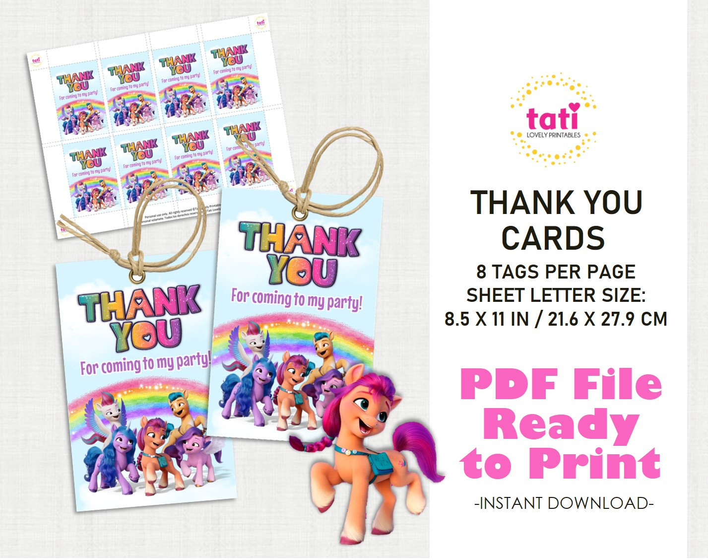 Little Pony Thank You Card - Etsy intended for Free Printable My Little Pony Thank You Cards