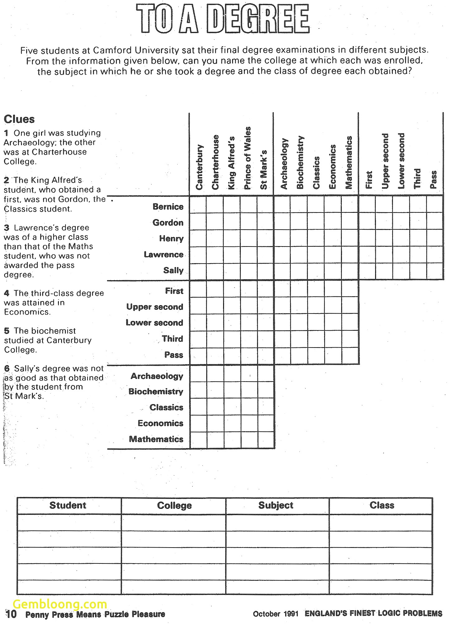 Logic Puzzle Template with Free Printable Logic Puzzles For High School Students