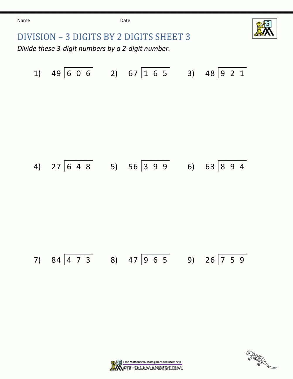 Long Division Worksheets For 5Th Grade in Free Printable Division Worksheets for 5th Grade