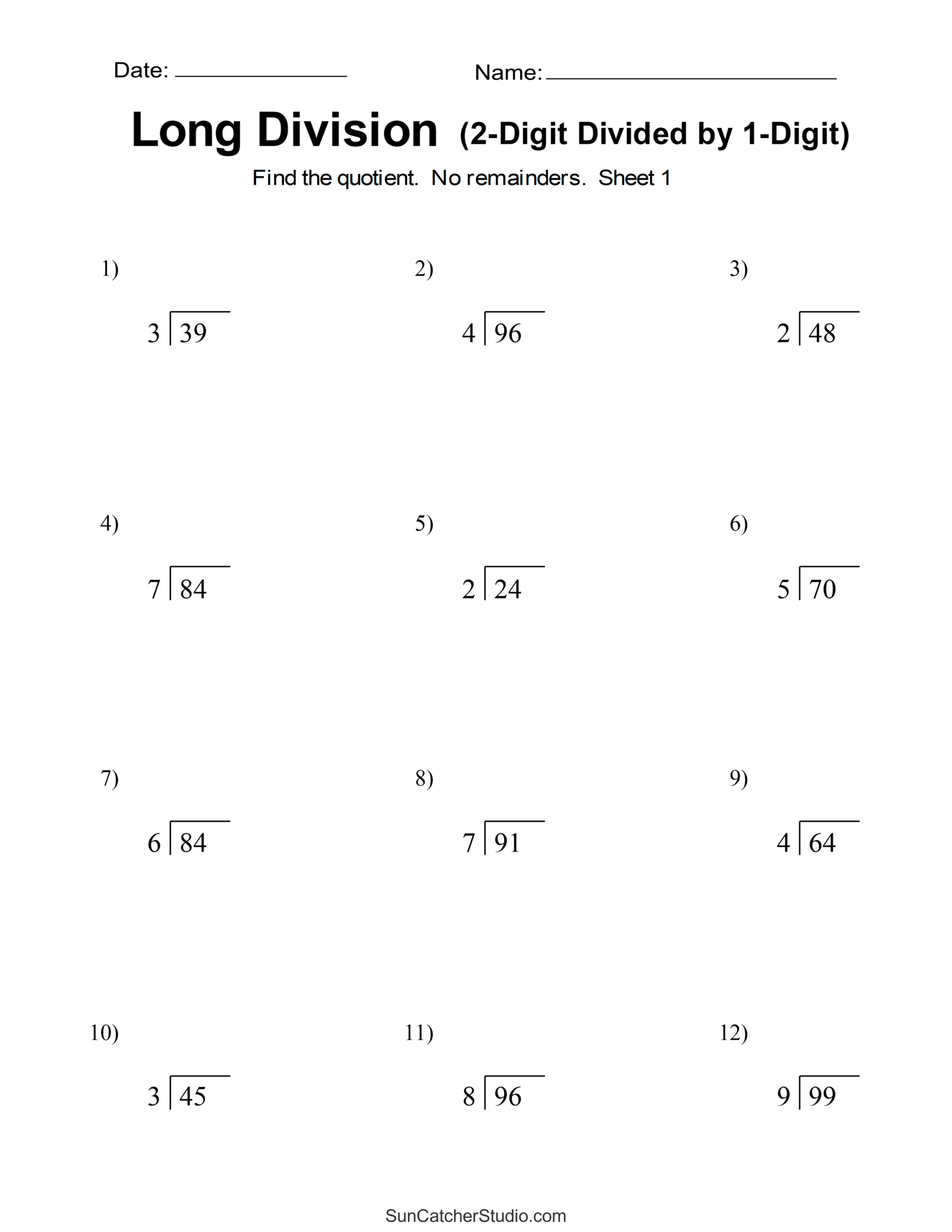 Long Division Worksheets &amp;amp; Problems (Free Printable Math Drills with regard to Free Printable Division Worksheets For 5Th Grade