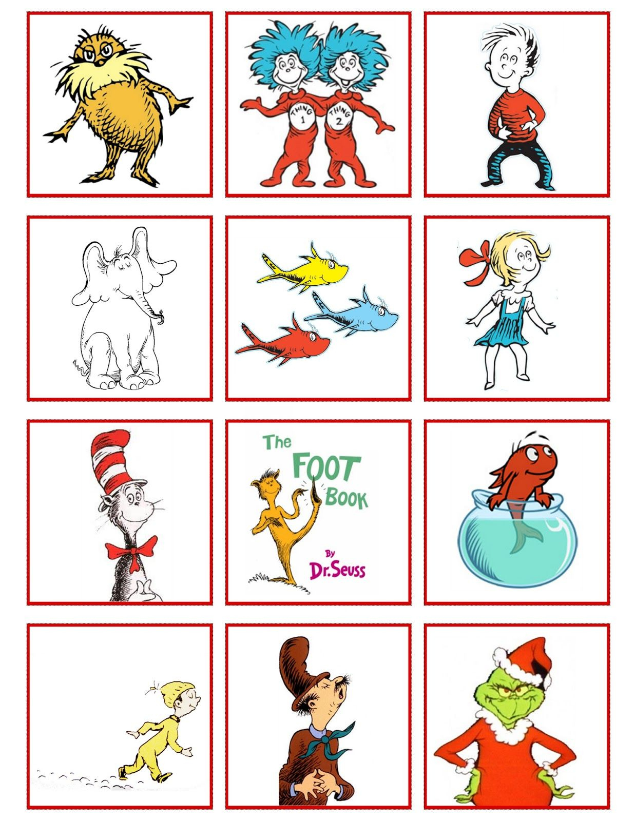 Lots O&amp;#039; Lydia | Dr Seuss Preschool Activities, Dr Seuss Classroom for Free Dr Seuss Characters Printables