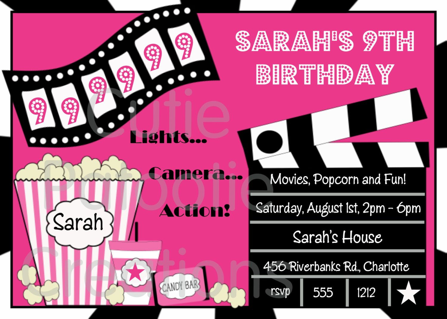 Lots Of Really Cute Invites | Movie Birthday Party, Movie Night intended for Movie Birthday Party Invitations Free Printable