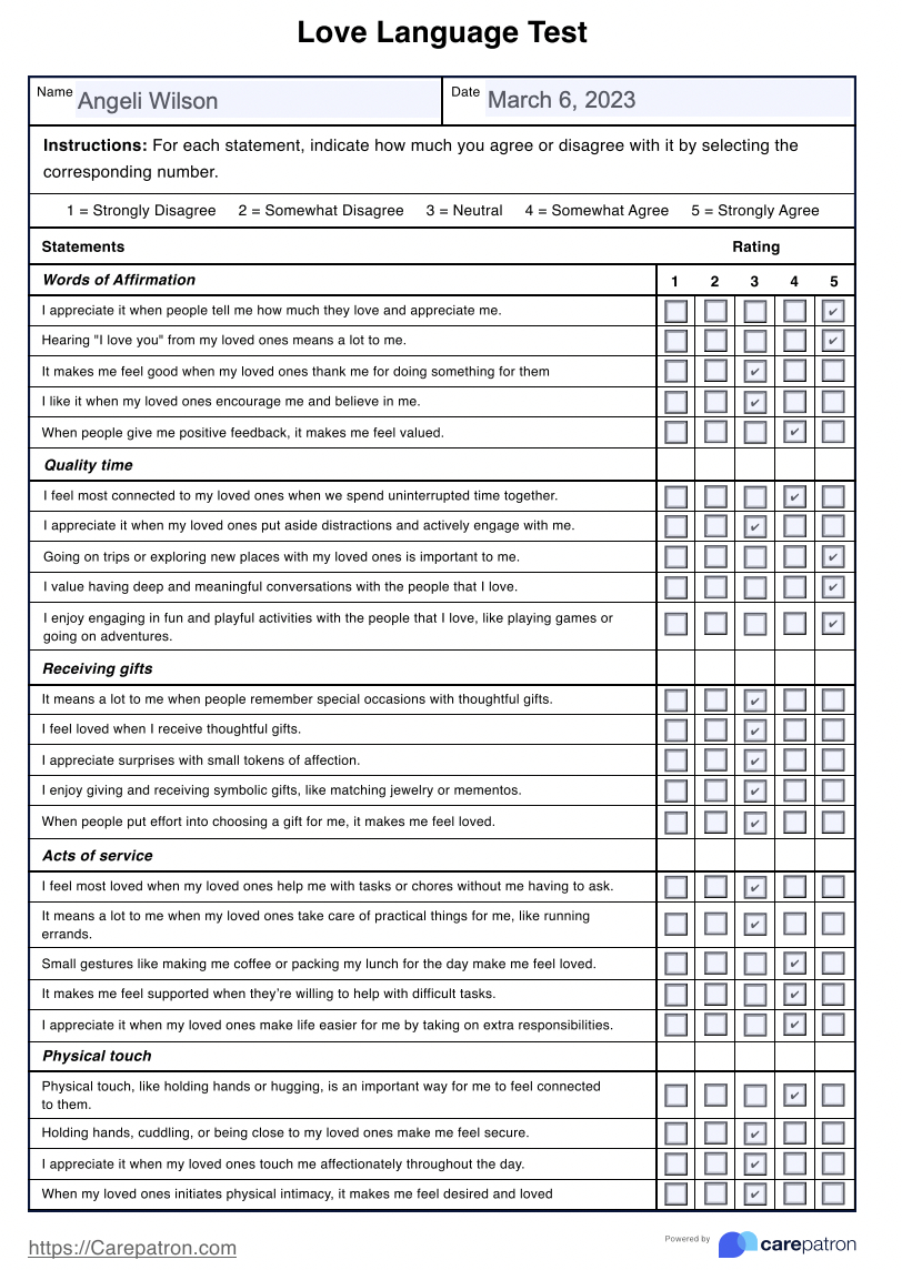 Love Language Test &amp;amp; Example | Free Pdf Download for Free Printable Love Language Quiz