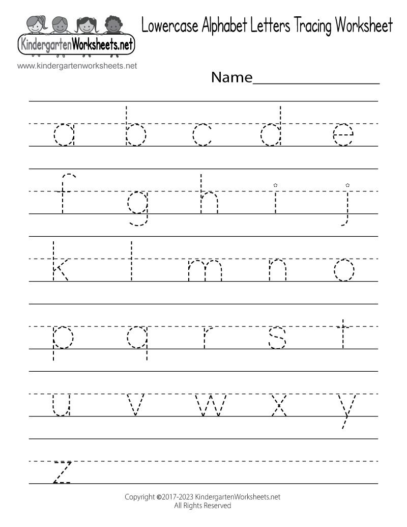 Lowercase Alphabet Letters Tracing Worksheet - Free Printable for Free Printable Letter Tracing Sheets