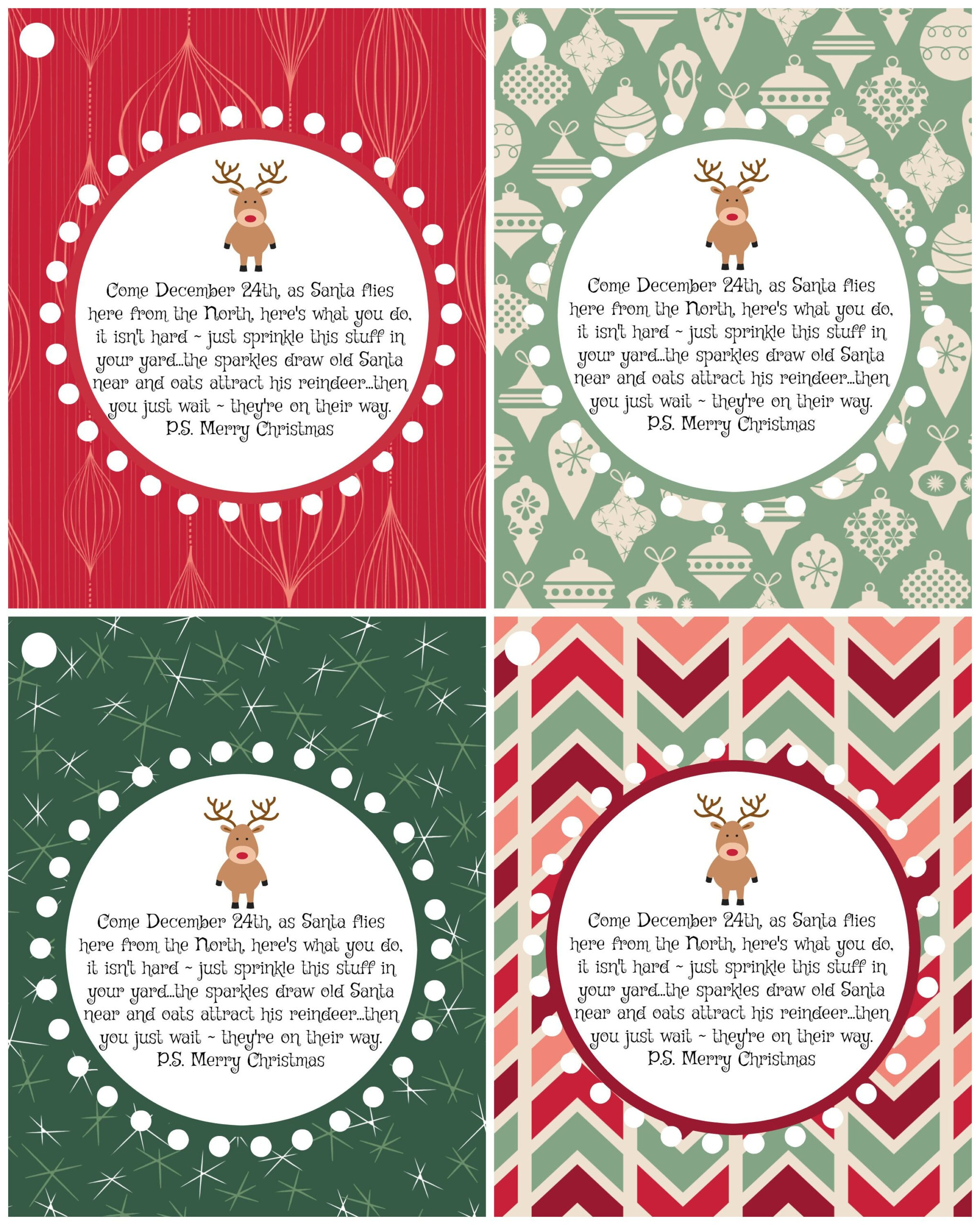 Magical Reindeer Food And Dust Poem for Free Printable Reindeer Dust Poem