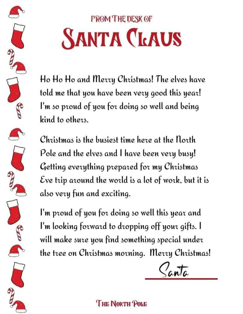 Magical Santa Letter For Your Children in Free Printable Santa Reply Letter Template