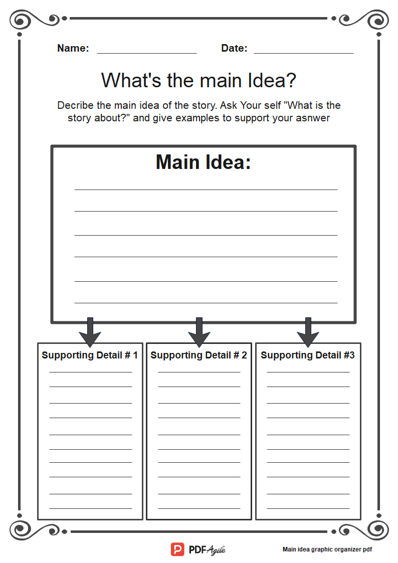 Main Idea Graphic Organizer Pdf | Pdf Agile throughout Free Printable Main Idea Graphic Organizer