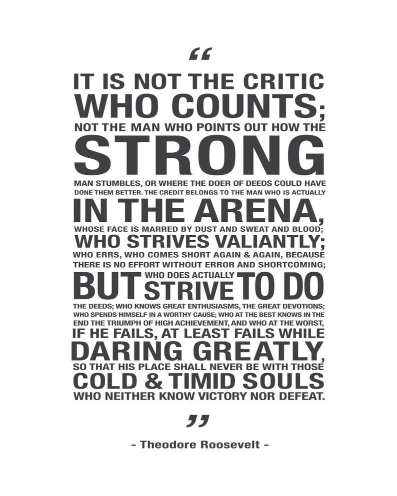 Man In The Arena // Digital Download - Etsy | Worth Quotes in Man In The Arena Free Printable