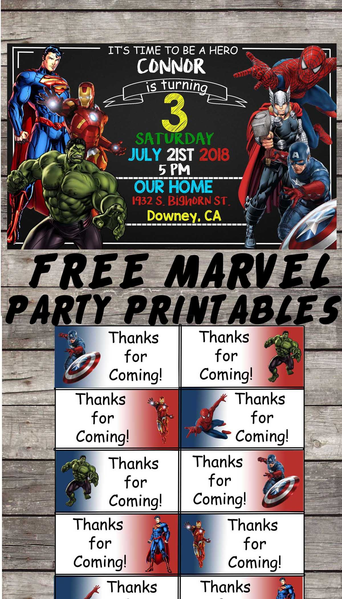 Marvel | Avengers | Birthday Party Printable Files | Invitations intended for Free Avengers Birthday Party Printables