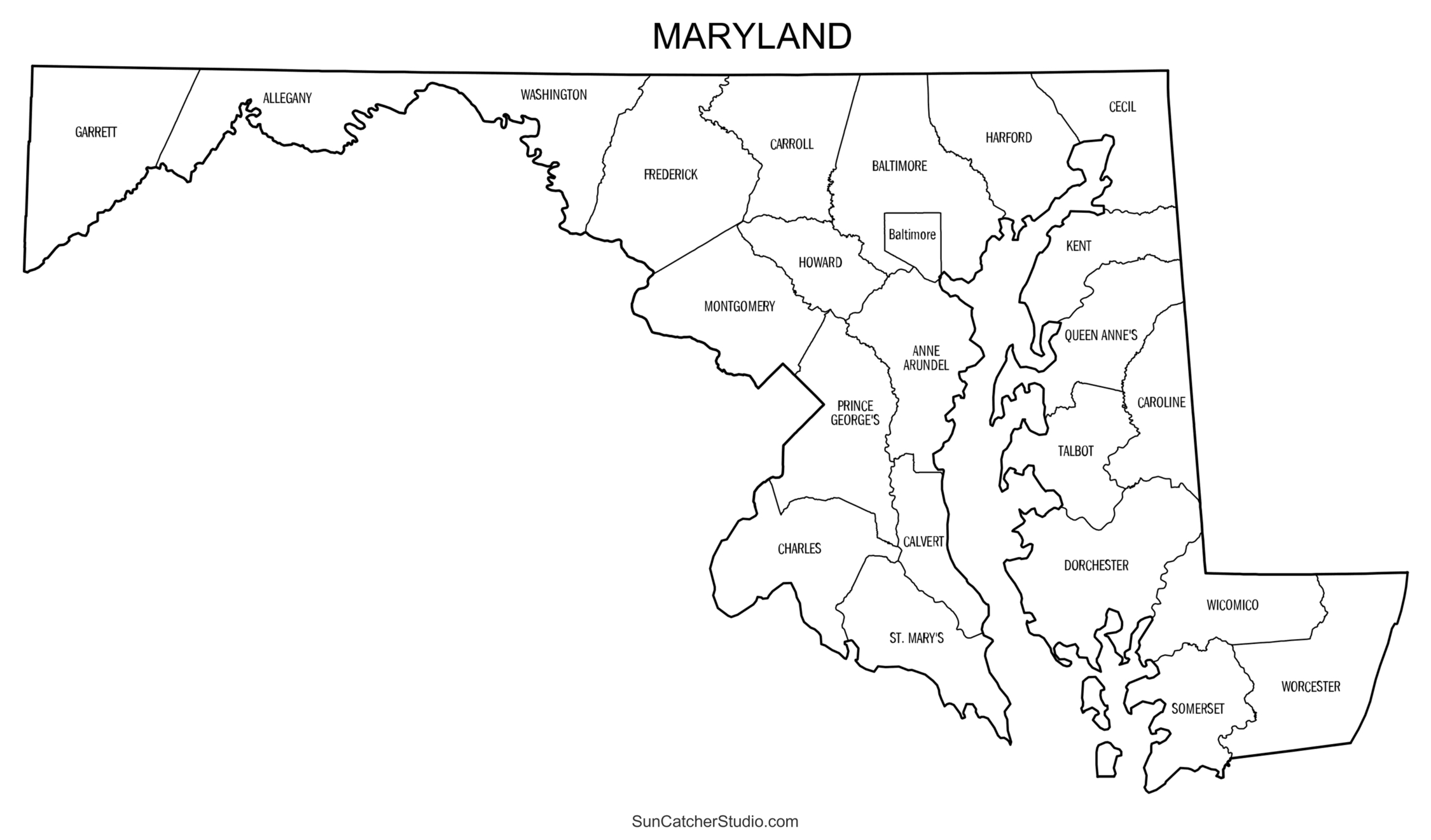 Maryland County Map (Printable State Map With County Lines) – Diy for Free Printable Map of Maryland