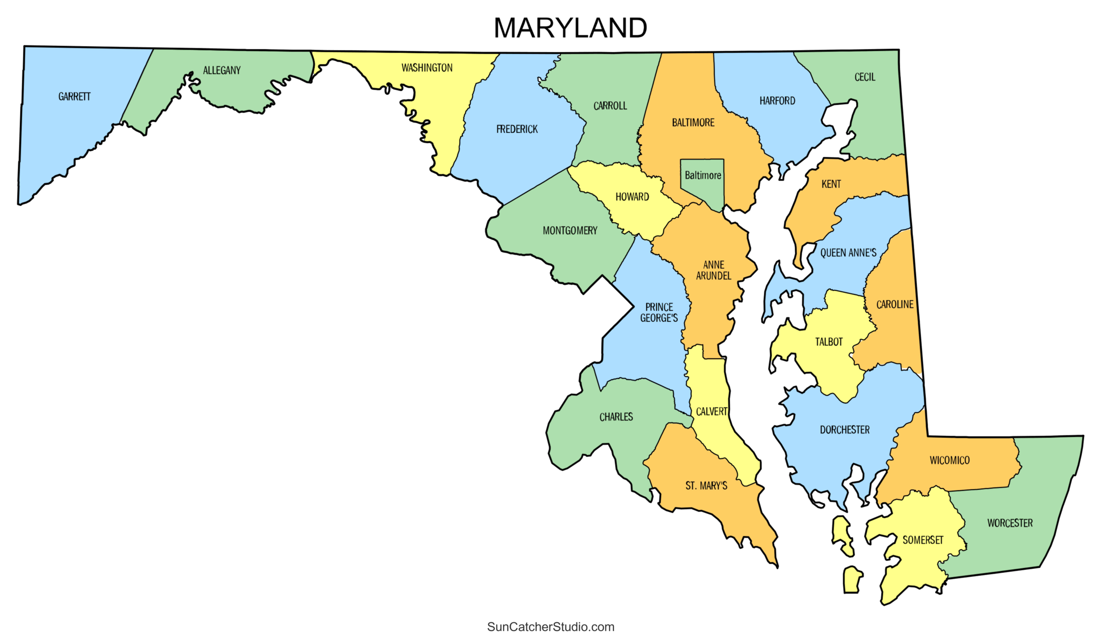 Maryland County Map (Printable State Map With County Lines) – Diy throughout Free Printable Map Of Maryland