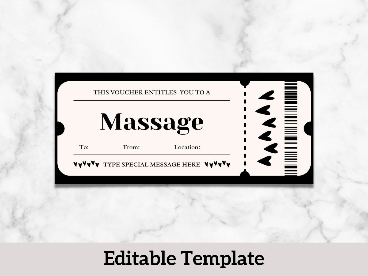 Massage Coupon, Editable Gift Certificate, Printable Mom Dad with Free Massage Coupon Printable