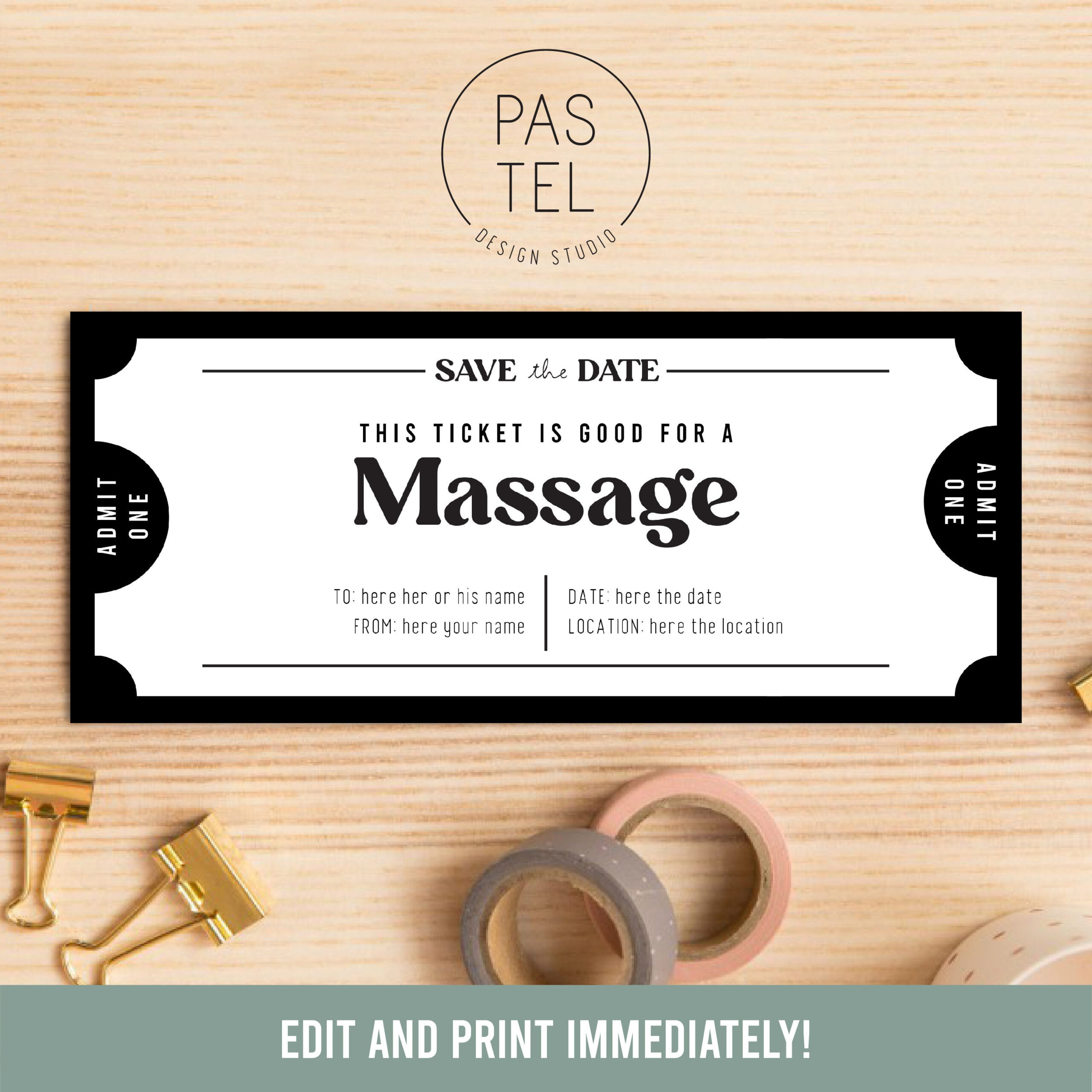 Massage Gift Coupon Instant Download, Editable Text Printable inside Free Massage Coupon Printable