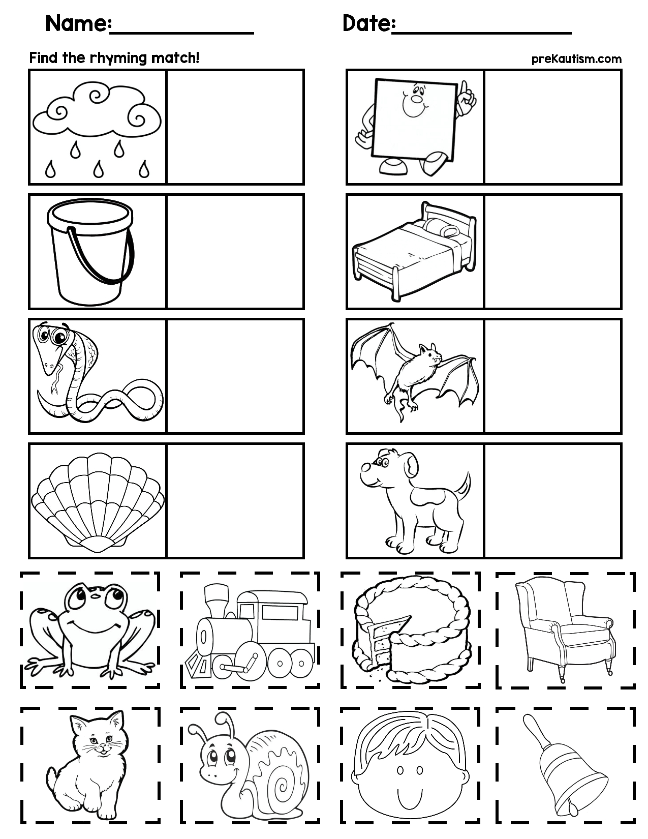 Matching Rhyming Words | Rhyming Words Worksheets, Rhyming regarding Free Printable Rhyming Activities for Kindergarten