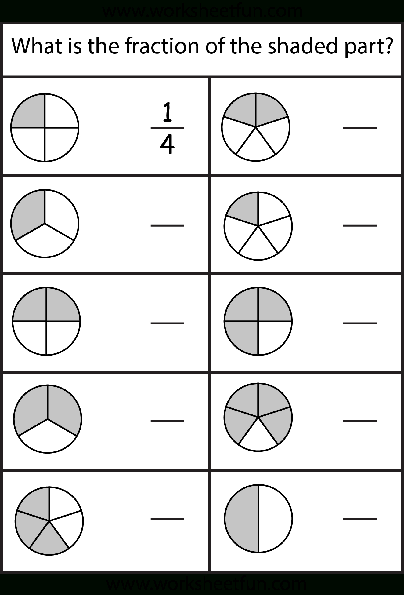 Math Fractions Worksheets For Kids for Free Printable Fraction Worksheets