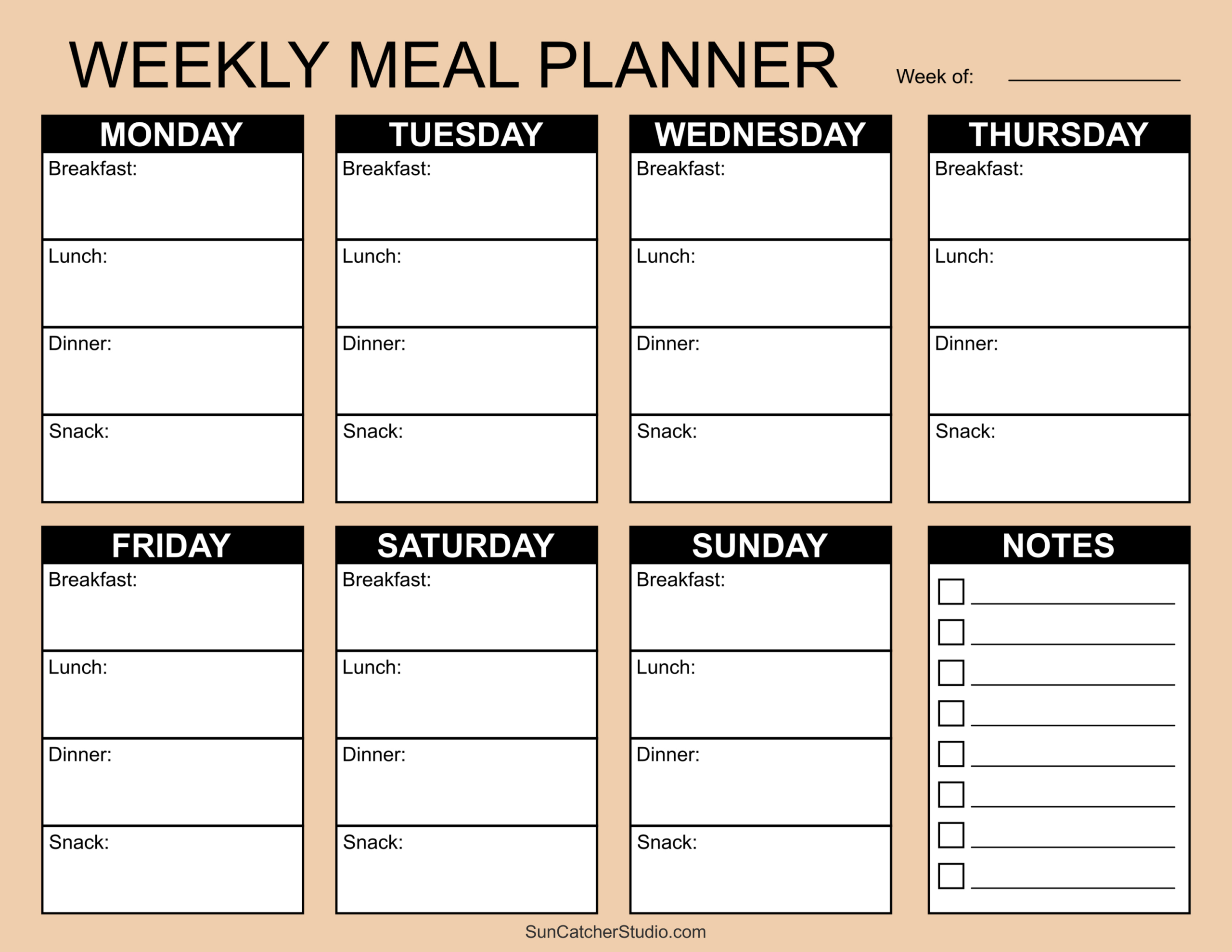 Meal Planners: Printable Weekly Menu Templates (Pdf) – Diy in Free Printable Weekly Dinner Menu Planner