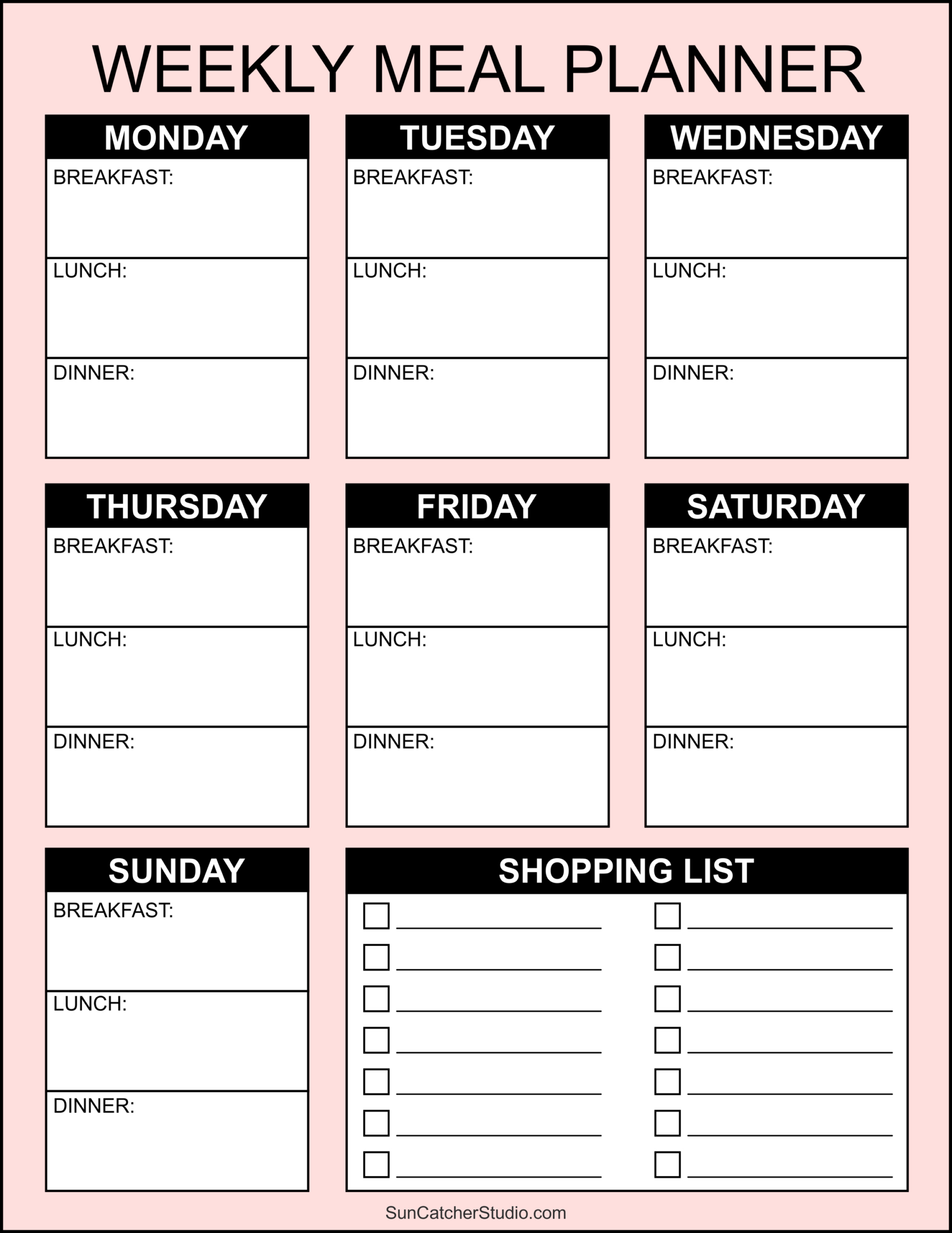 Meal Planners: Printable Weekly Menu Templates (Pdf) – Diy intended for Free Printable Weekly Meal Planner