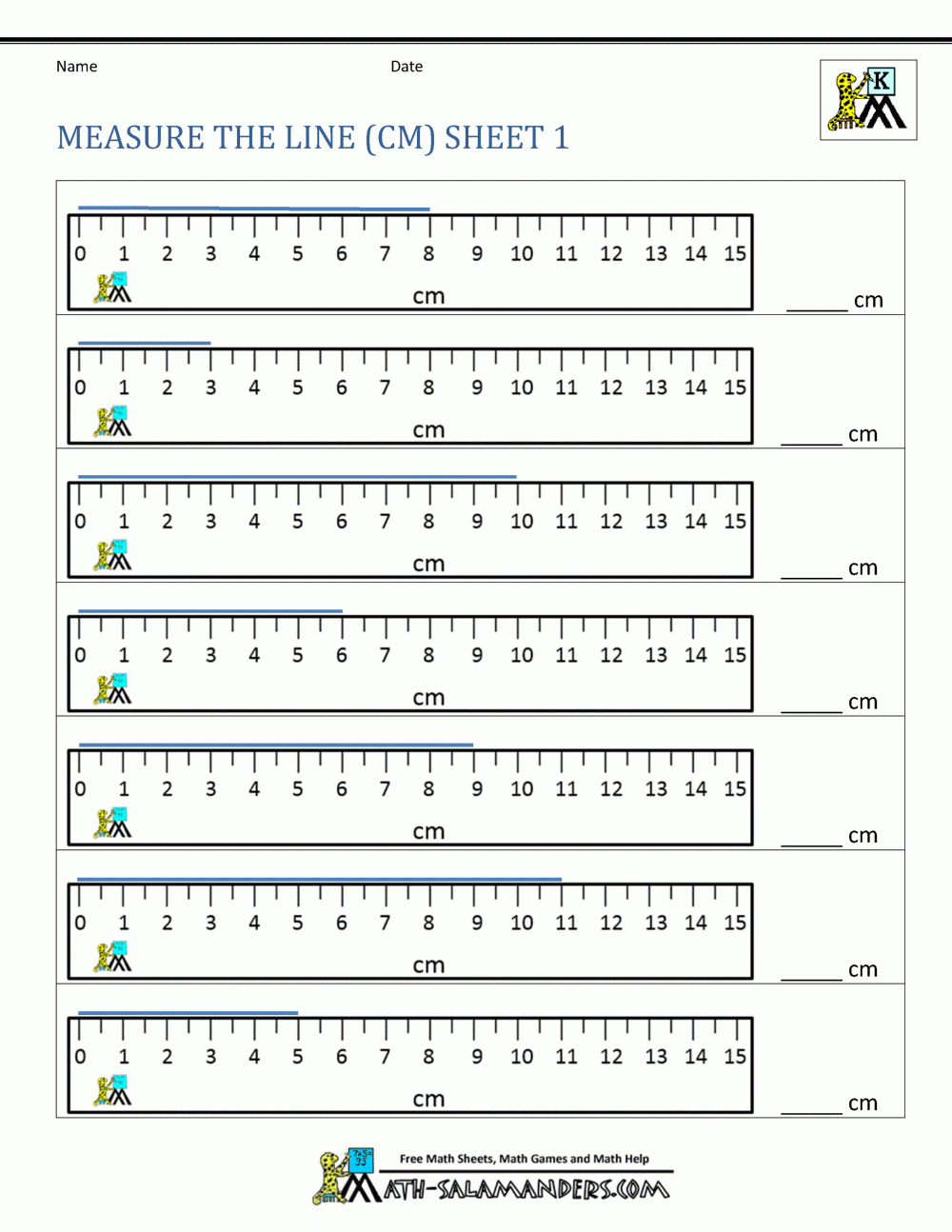 Measuring Length Worksheets For Kindergarten with Free Printable Measurement Worksheets Grade 1