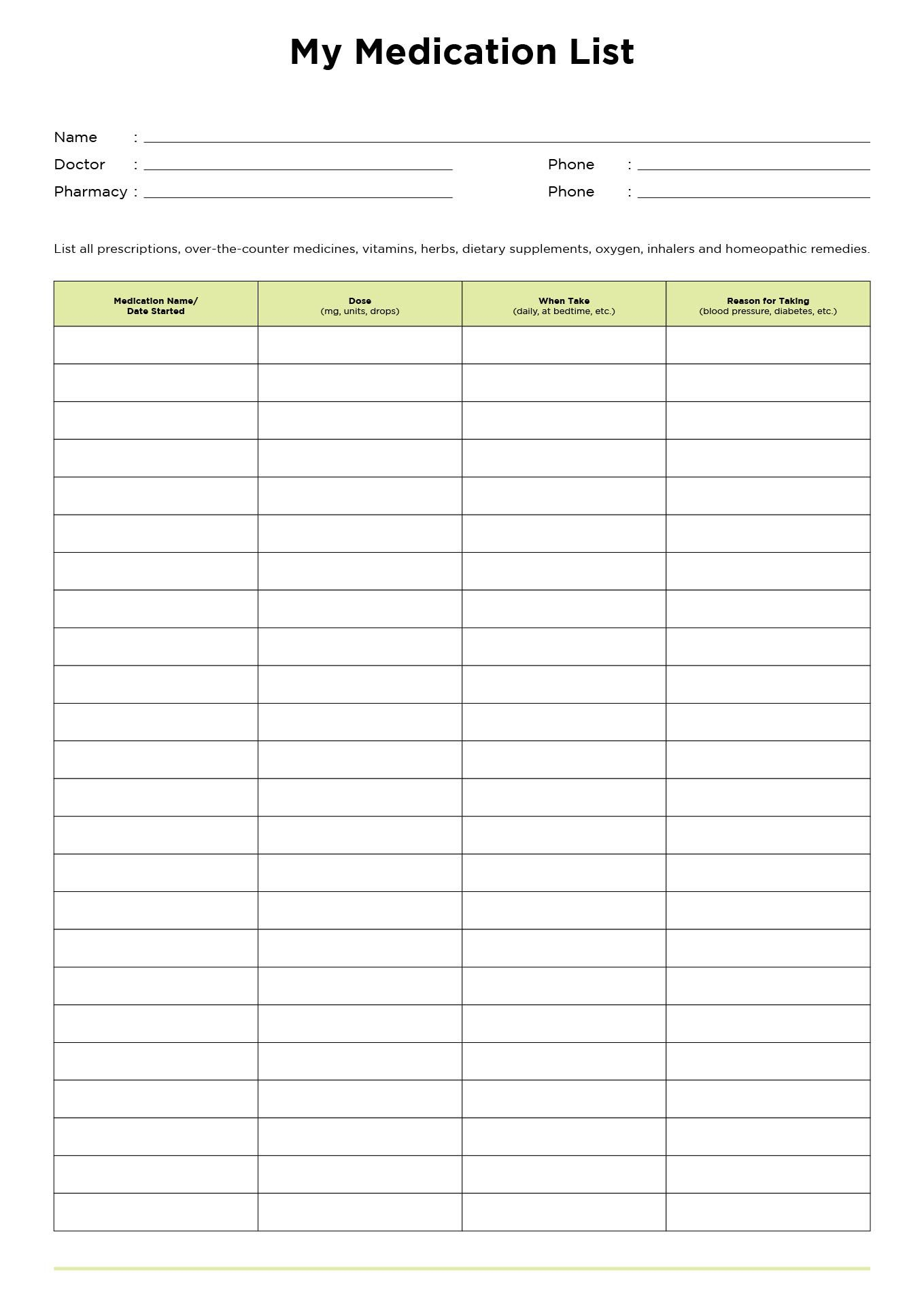 Medication List For Wallet - 10 Free Pdf Printables | Printablee regarding Free Printable Wallet Medication List Template