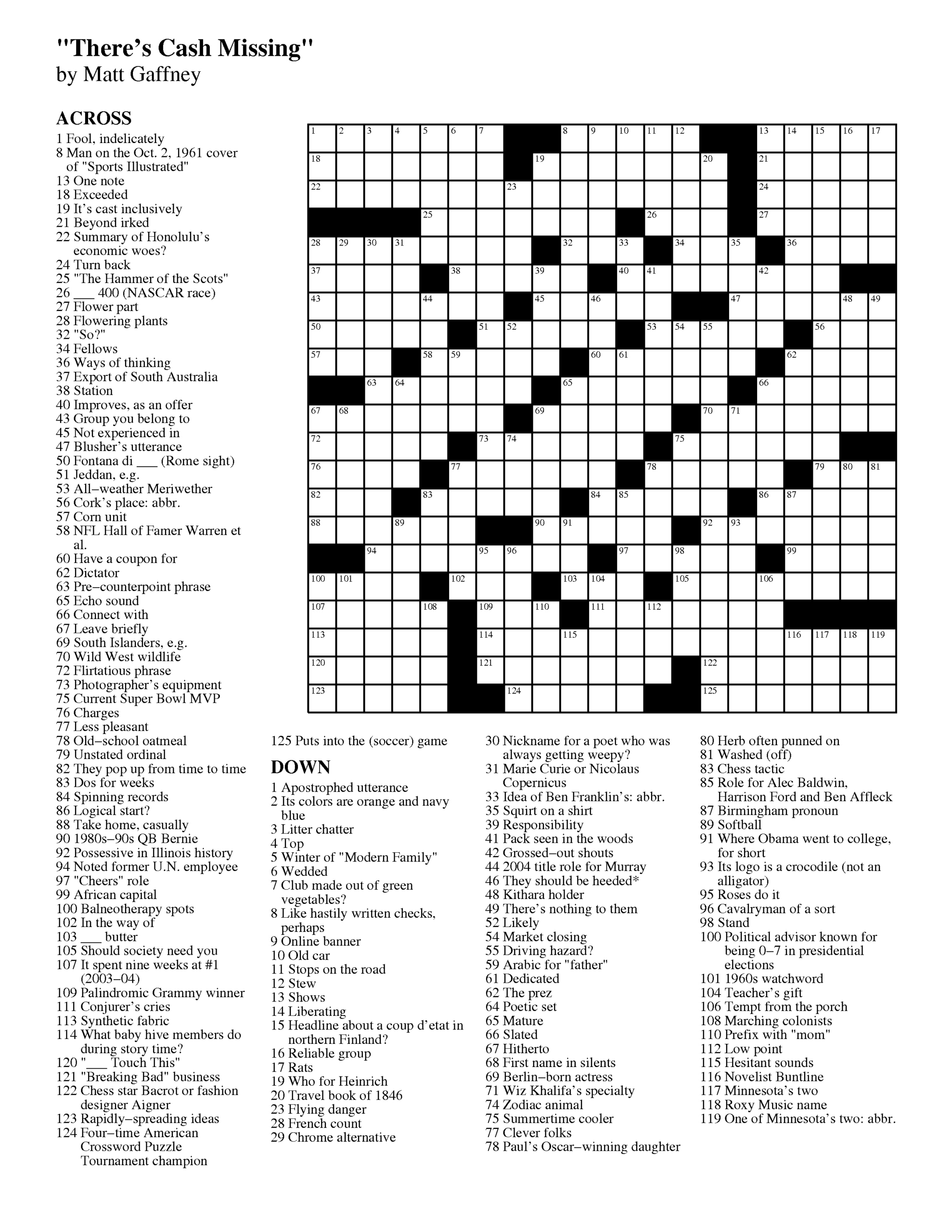 Merl Reagle Printable Crossword Puzzles for Merl Reagle&amp;amp;#039;s Sunday Crossword Free Printable