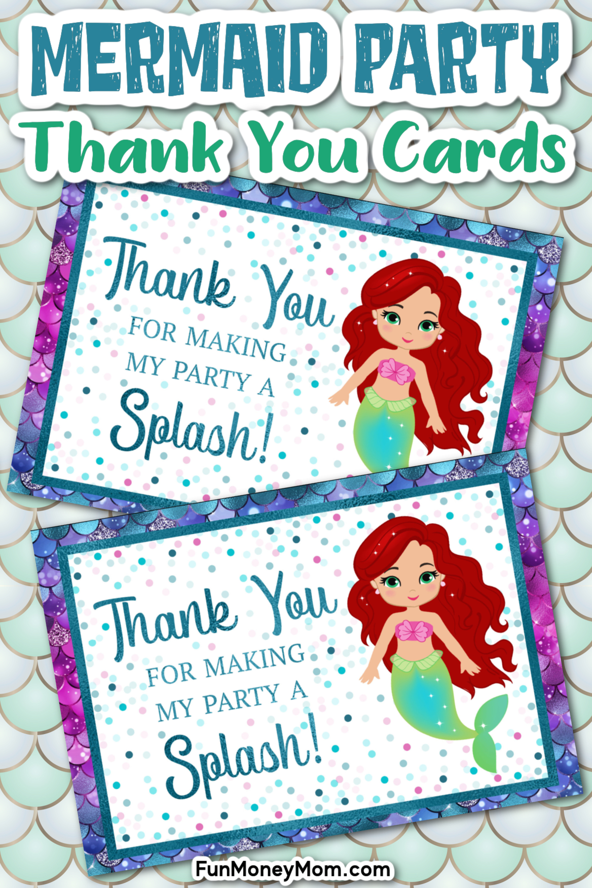 Mermaid Thank You Cards (Printable Templates) pertaining to Free Printable Mermaid Thank You Cards