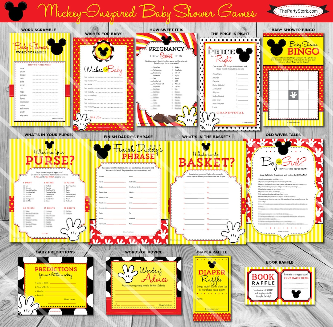 Mickey Mouse Baby Shower Games Mickey Baby Shower Game Package Or Individual Games Printable Boy Baby Shower Games Baby Shower Game Pack - Etsy with regard to Free Printable Mickey Mouse Baby Shower Games