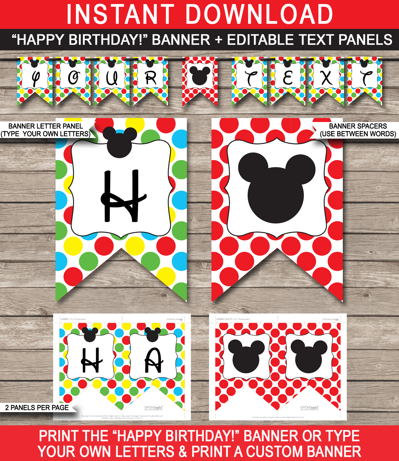 Mickey Mouse Party Banner Template throughout Free Printable Mickey Mouse Birthday Banner