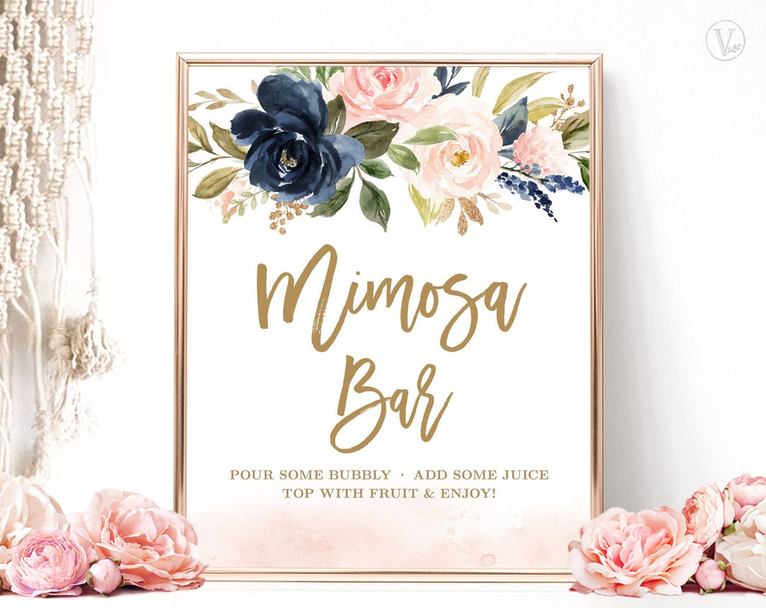 Mimosa Bar Sign, Printable Bridal Shower Sign, Bridal Shower in Free Printable Mimosa Bar Sign