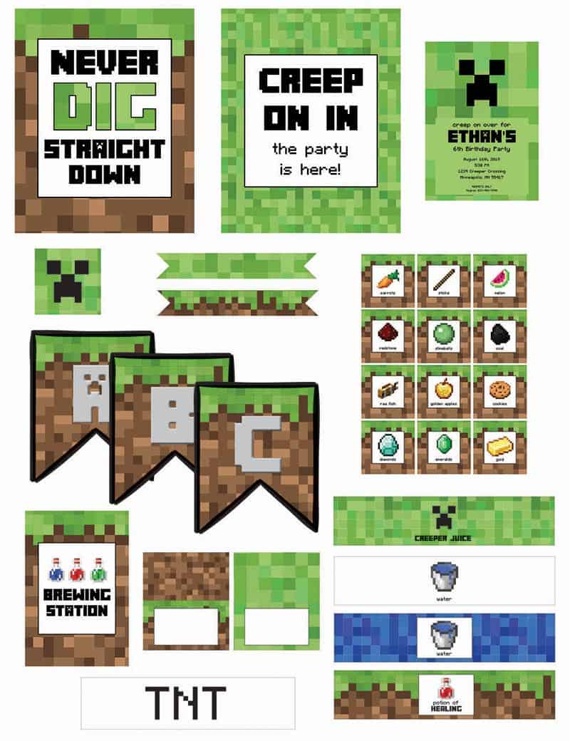 Minecraft Birthday Party (With Free Printables) - Elva M Design Studio inside Free Minecraft Party Printables