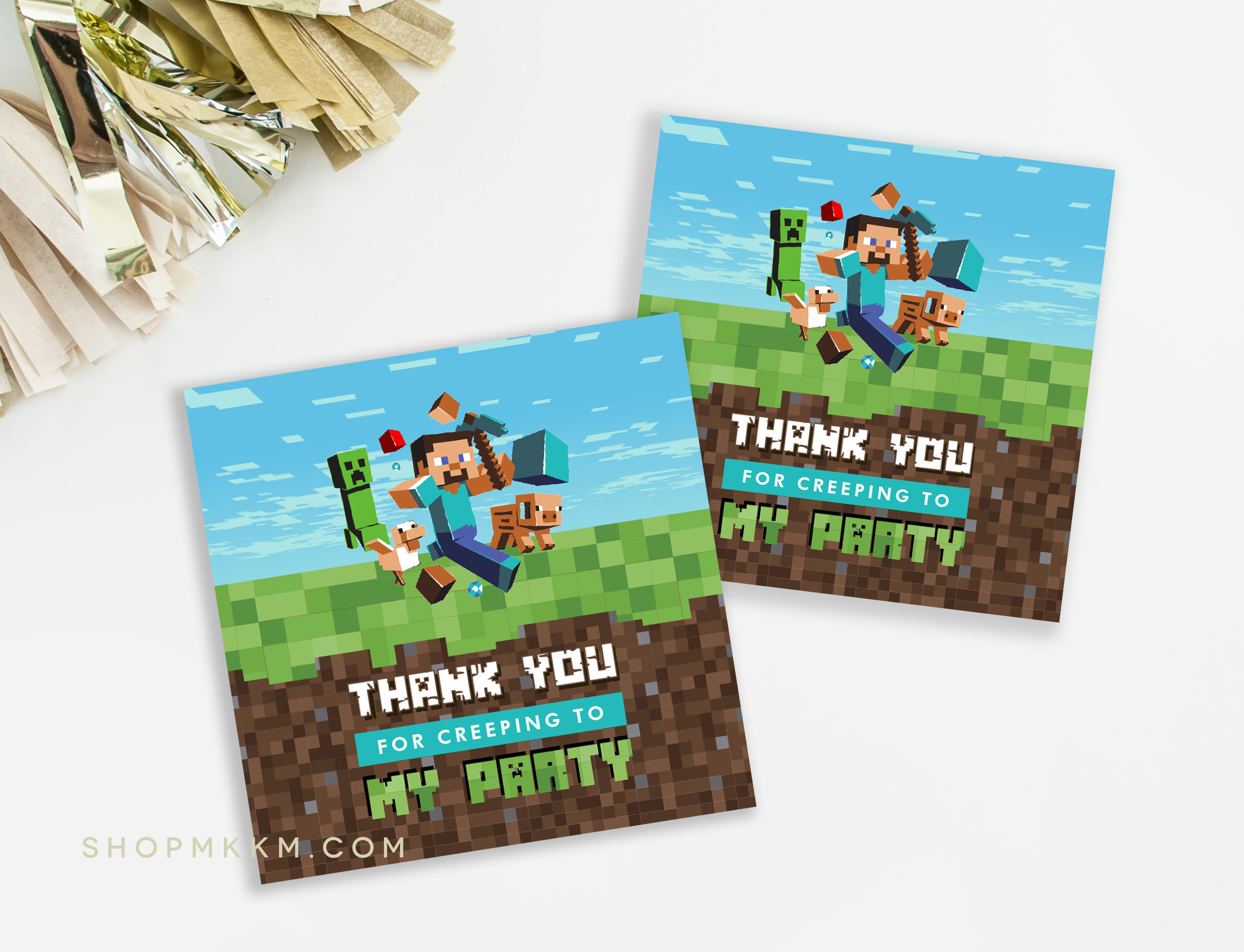 Minecraft Party Planning And Free Printables — Merry + Grace regarding Free Printable Minecraft Thank You Notes