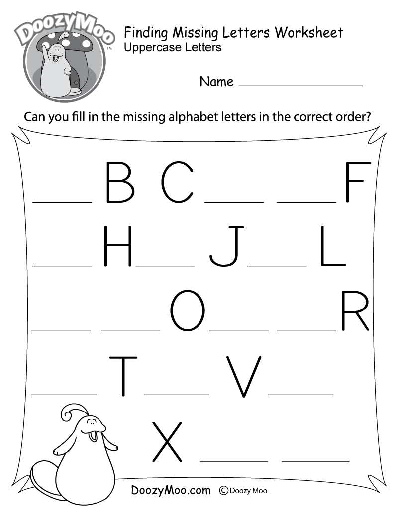 Missing Letter Worksheets (Free Printables) - Doozy Moo throughout Free Printable Abc Worksheets