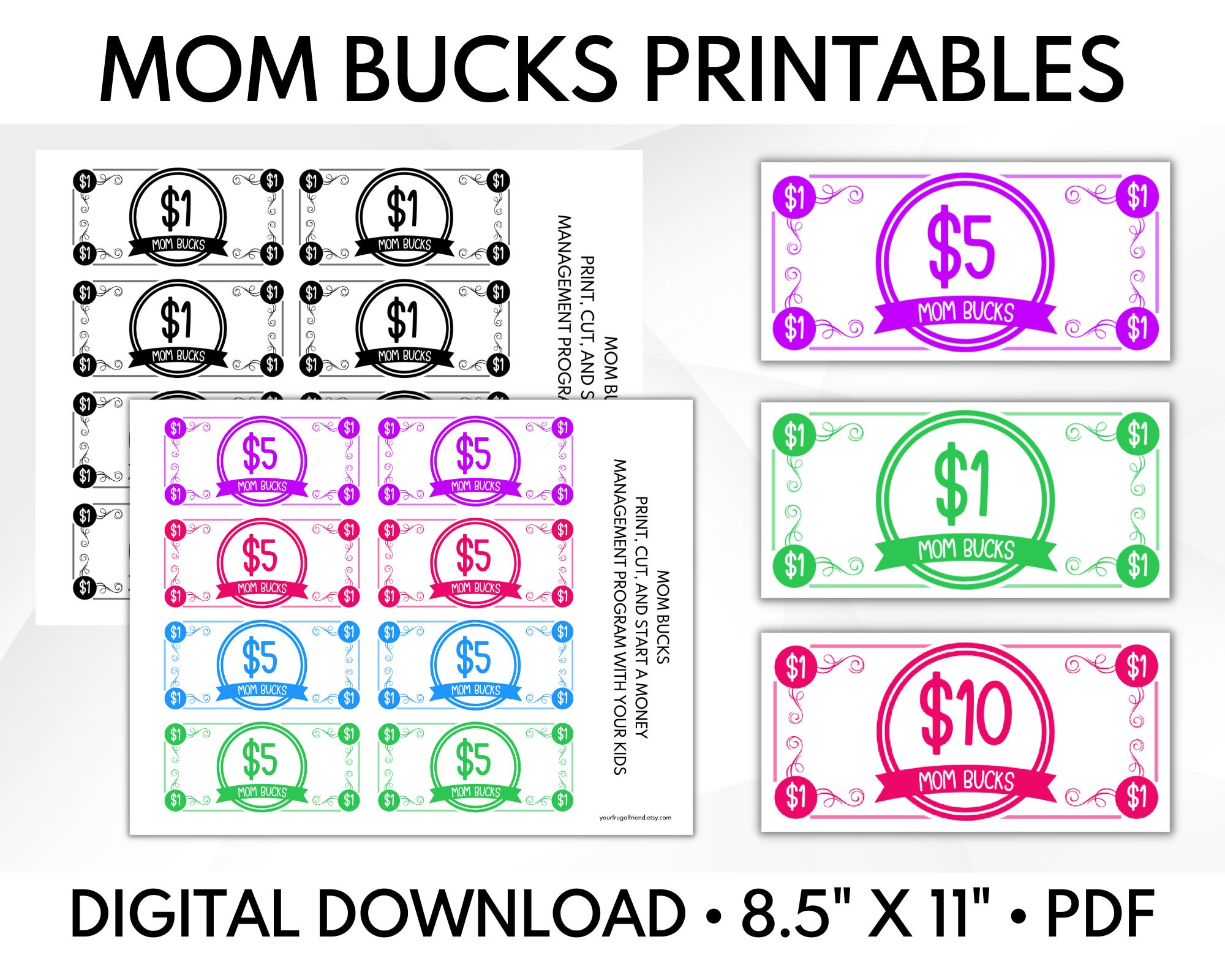 Mom Bucks Printable, Behavior Bucks, Chore Bucks, Reward System with Free Printable Chore Bucks