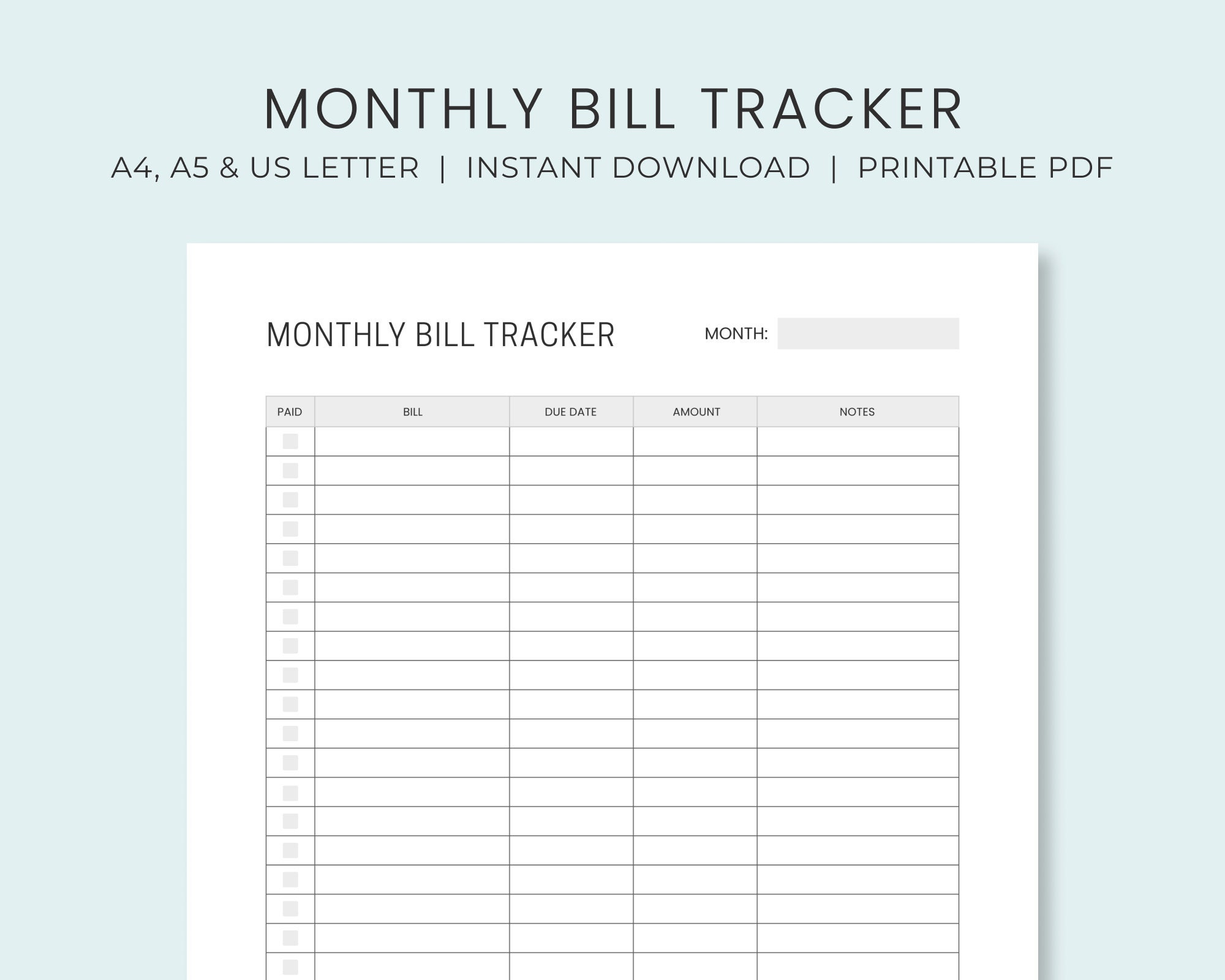 Monatliche Rechnung Zahlung Tracker Printable Bill Pay Checklist pertaining to Free Printable Bill Checklist