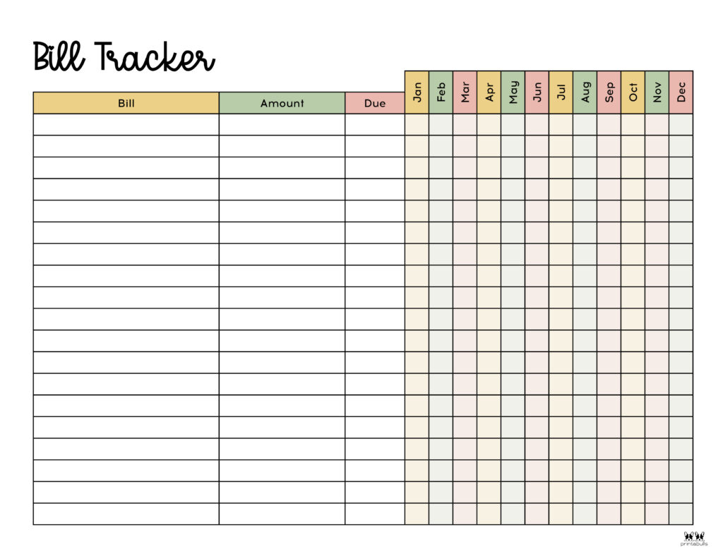 Monthly Bill Organizers - 18 Free Printables | Printabulls intended for Free Printable Bill Organizer