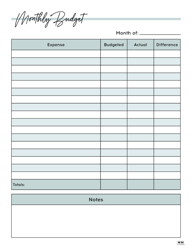 Monthly Budget Planners - 20 Free Printables | Printabulls inside Free Printable Budget Template Monthly