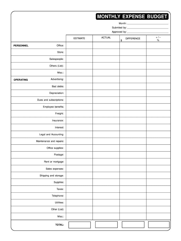 Monthly Expenses List - Fill Online, Printable, Fillable, Blank inside Free Printable Income And Expense Form