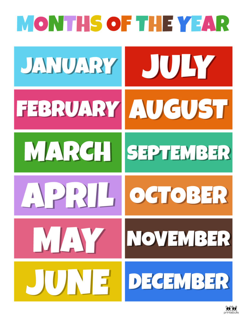 Months Of The Year Worksheets &amp;amp; Printables | Printabulls within Months of the Year Printables Free