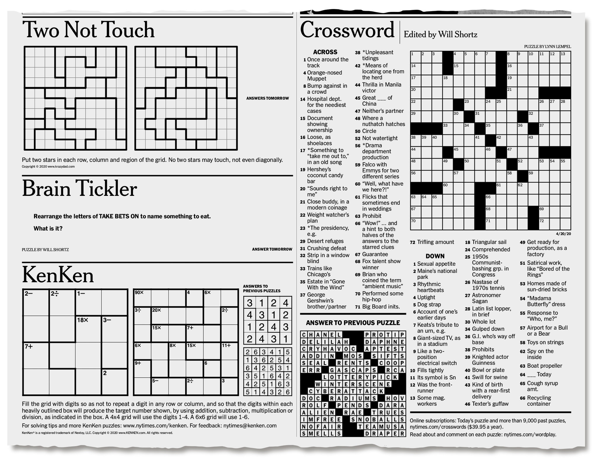 More Puzzles To Pass The Time - The New York Times in New York Times Crossword Printable Free Monday