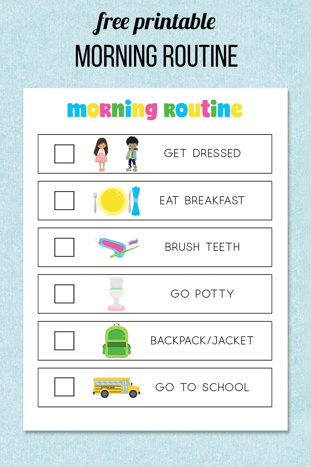 Morning Routine Printable with regard to Free Printable Morning Routine Charts With Pictures