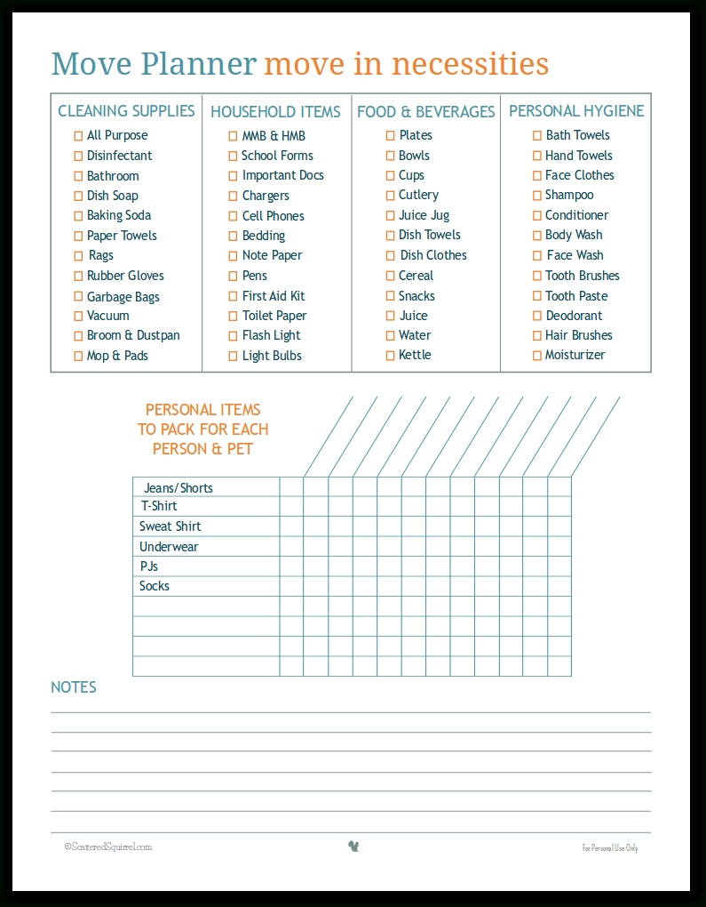 Move Planner Printables To Help Make Your Move Easier in Free Printable Moving Checklist and Planner