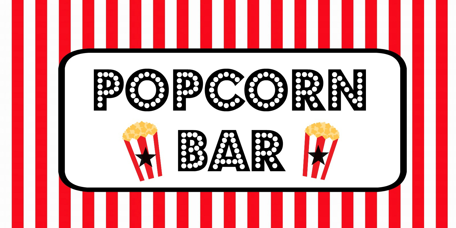 Movie Night Party “Popcorn Bar”- Free Printable Food Labels in Popcorn Bar Sign Printable Free