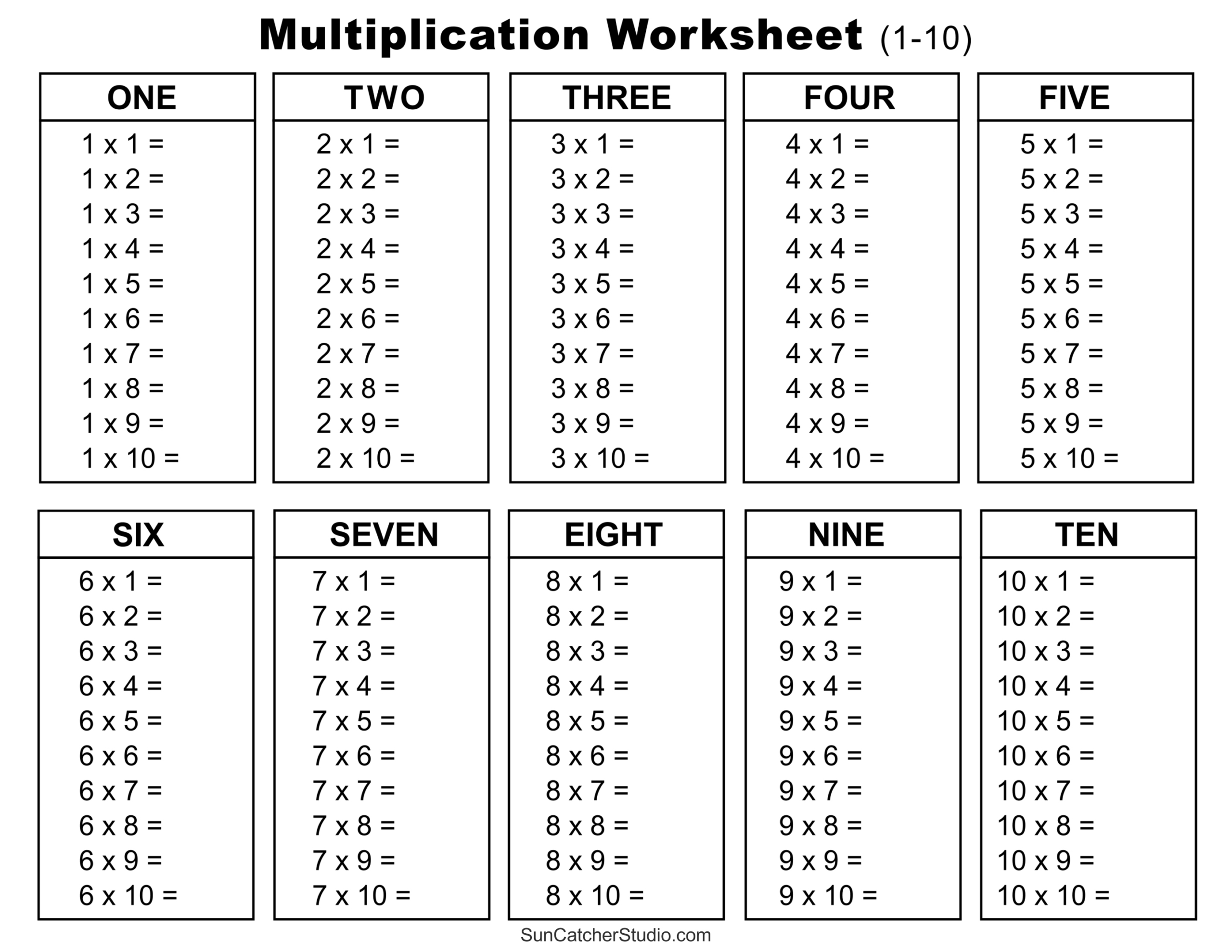 Multiplication Charts (Pdf): Free Printable Times Tables – Diy inside Free Printable Multiplication Table