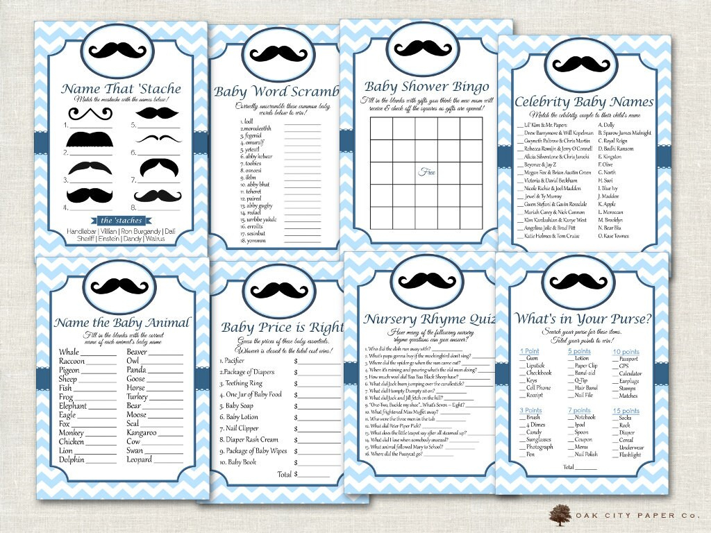 Mustache Baby Shower Games Mustache Shower Game, Mustache Game in Name That Mustache Game Printable Free