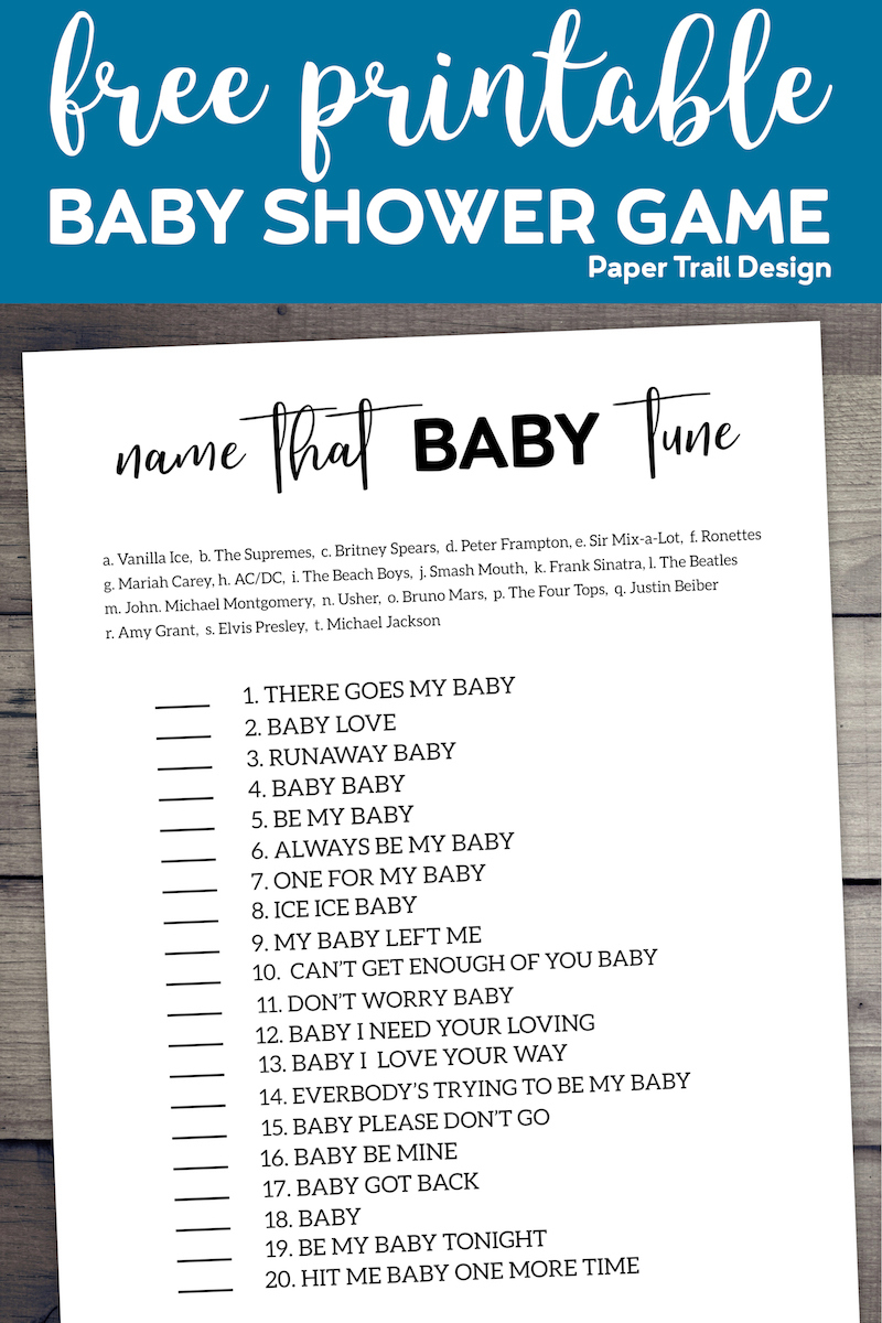 Name That Tune Baby Shower Game - Paper Trail Design in Name That Tune Baby Shower Game Free Printable