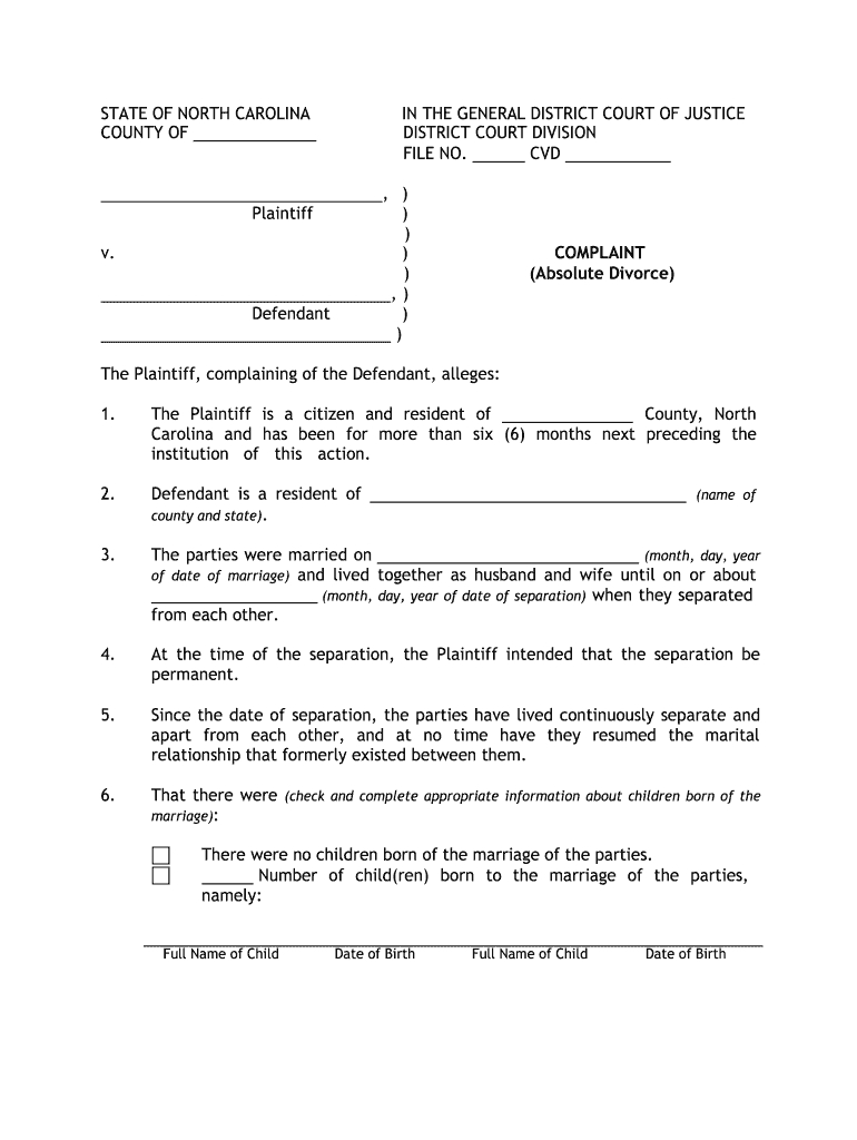 Nc Divorce Forms Pdf: Fill Out &amp;amp; Sign Online | Dochub regarding Free Printable Divorce Papers For North Carolina