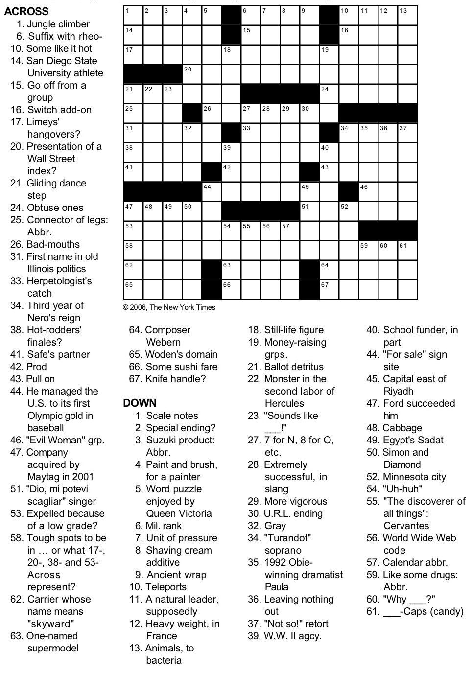 New York Times Crossword Puzzlegeorge Barany And Michael Shteyman regarding New York Times Crossword Printable Free