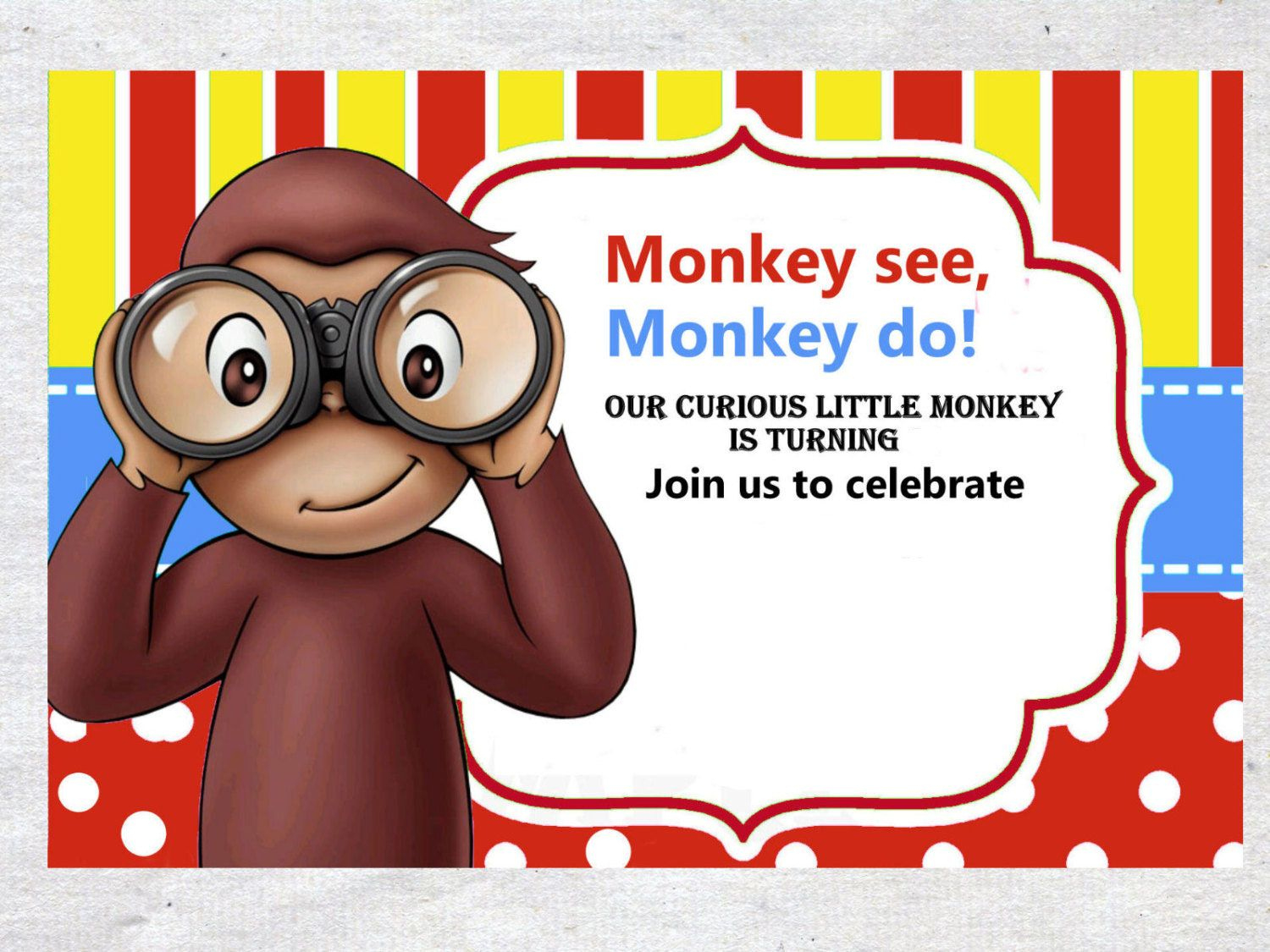 Nice Free Template Free Printable Curious George Colorful throughout Free Printable Curious George Invitations