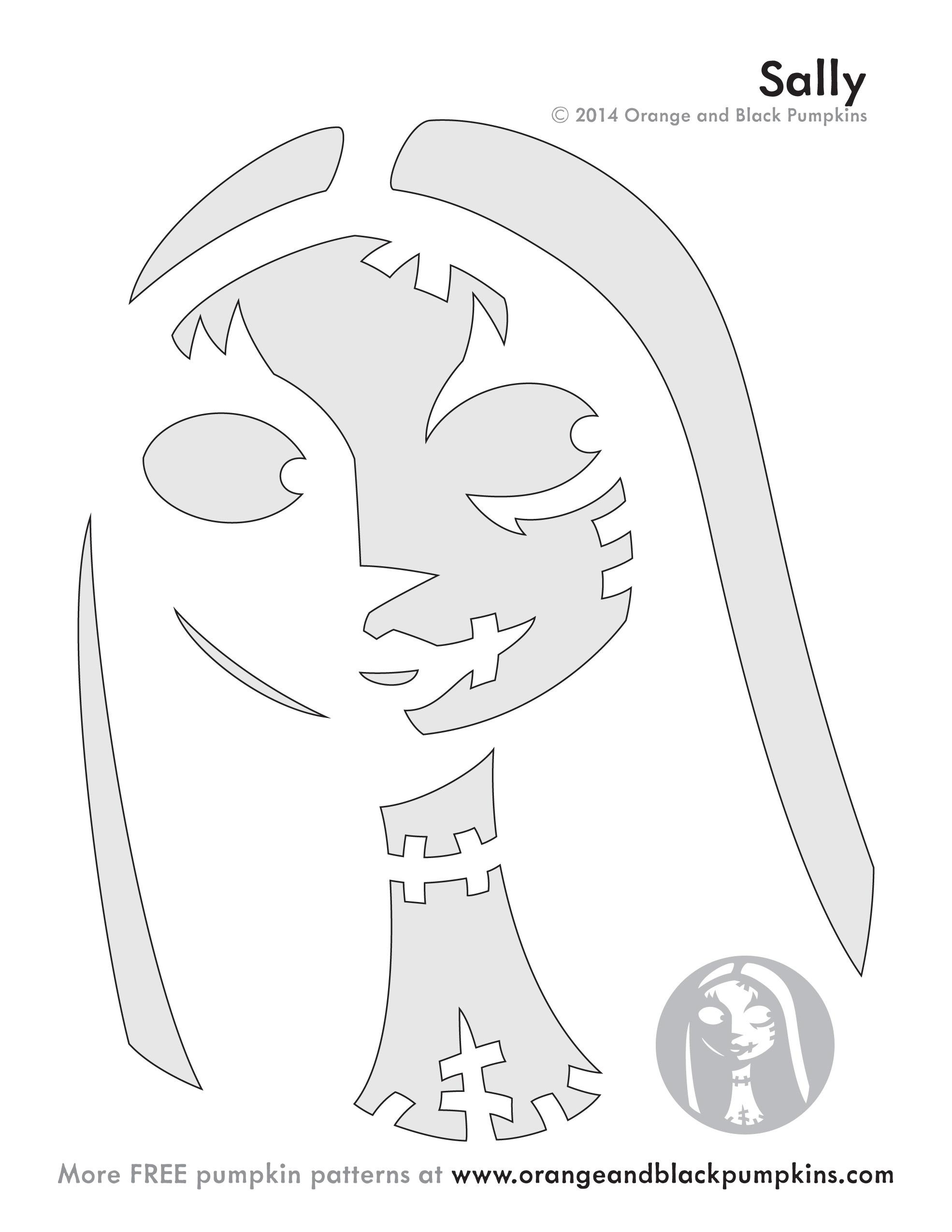 Nightmare Before Christmas: Sally (Pumpkin Stencil - Pumpkin inside Jack Skellington and Sally Pumpkin Stencils Free Printable